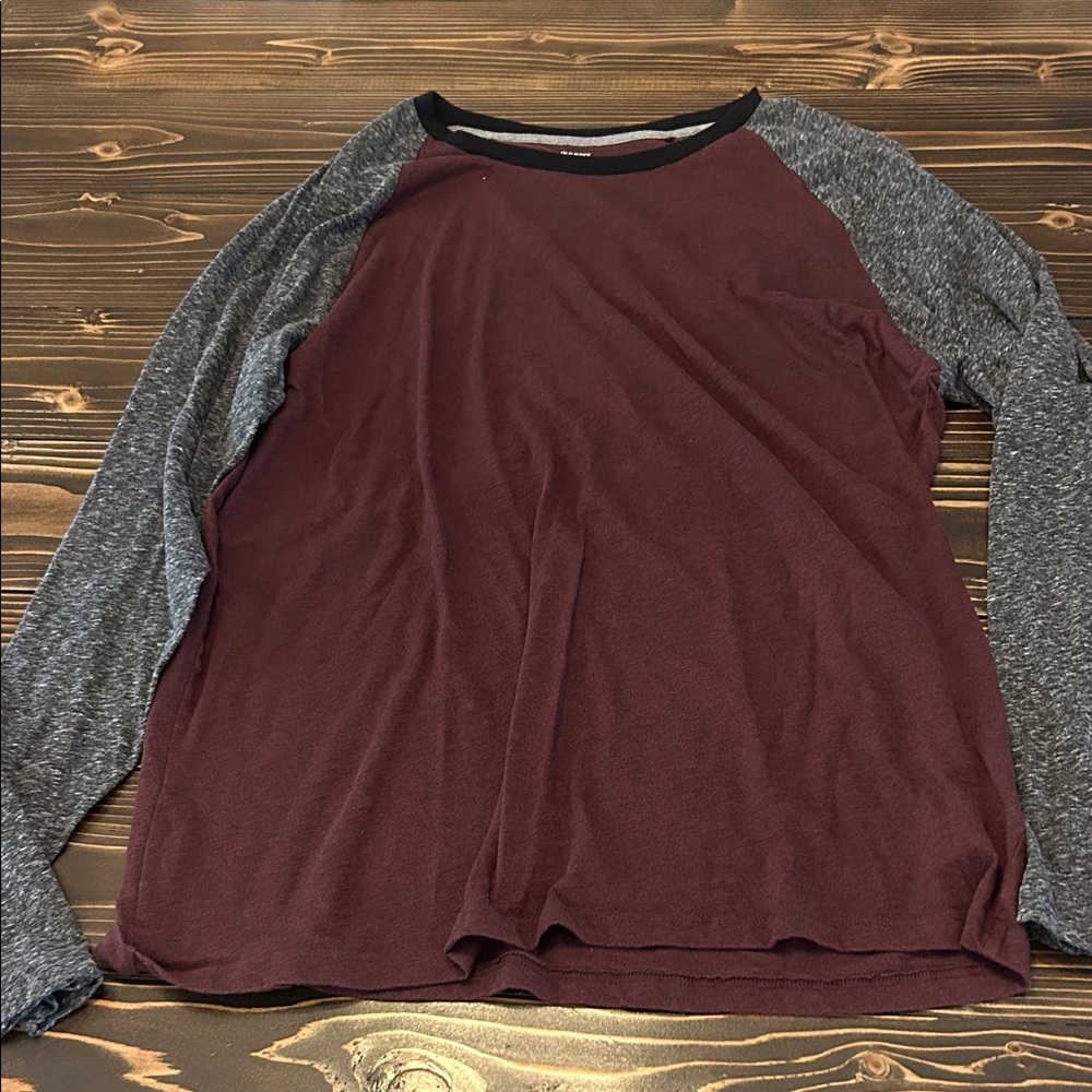 Old Navy Maroon and Gray Soft-Washed Shirt